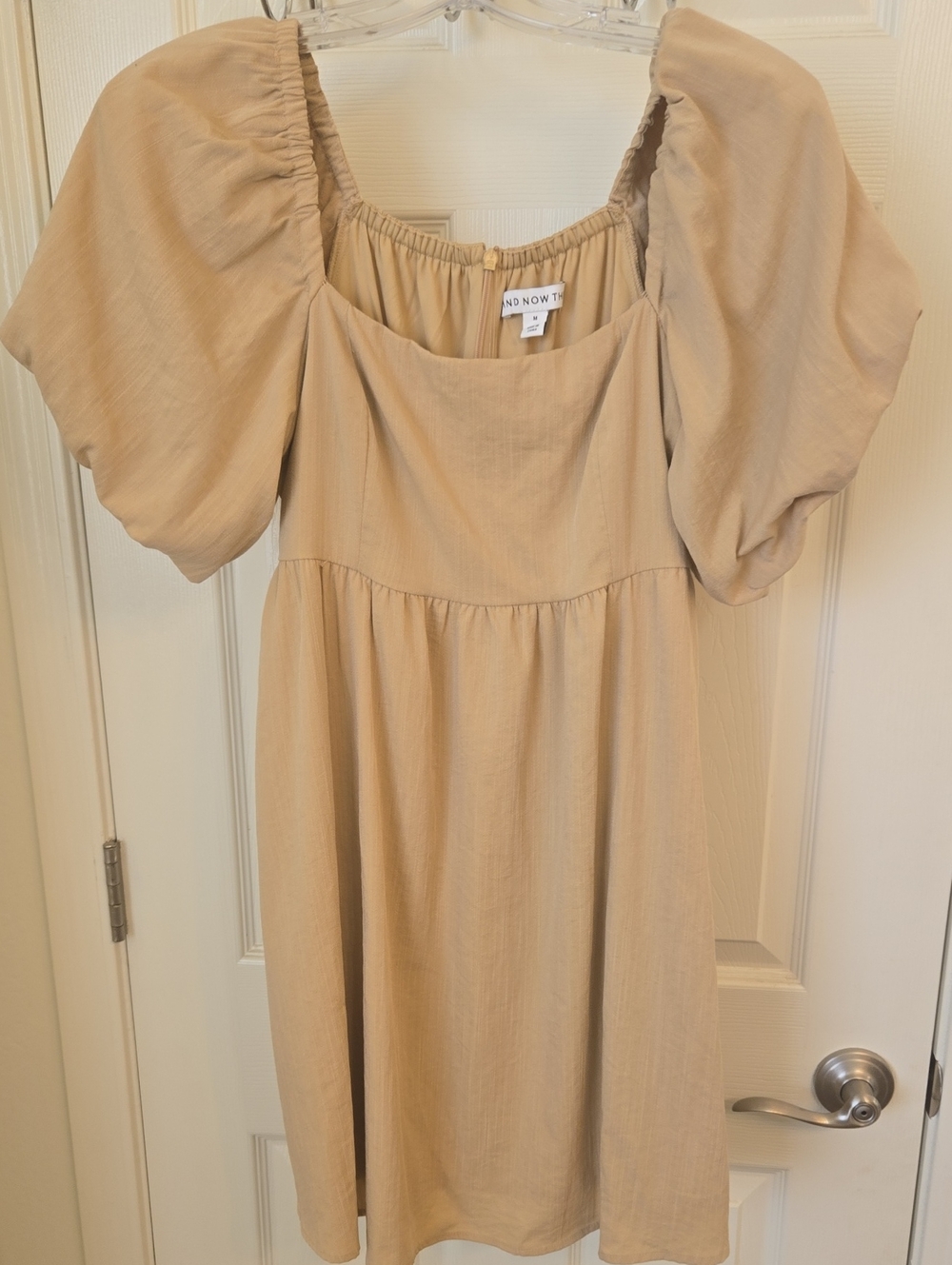 And Now Then Puff-Sleeve Mini Dress in Cream